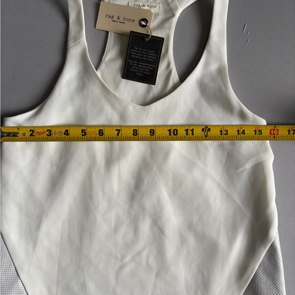 Rag & Bone Womens Chieftain Cream Leather Trim Racerback Tank Minimalist XS NWT - Picture 6 of 11